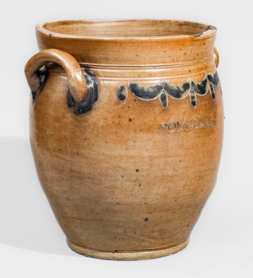 COMMERAWS / STONEWARE Stoneware Jar w/ Impressed Drape-and-Tassel Decoration