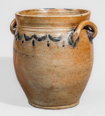 COMMERAWS / STONEWARE Stoneware Jar w/ Impressed Drape-and-Tassel Decoration