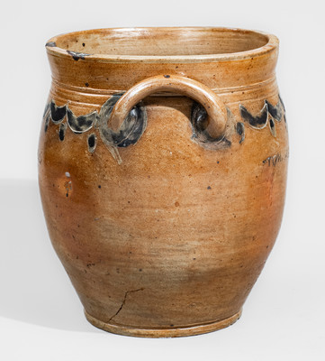 COMMERAWS / STONEWARE Stoneware Jar w/ Impressed Drape-and-Tassel Decoration