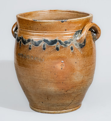 COMMERAWS / STONEWARE Stoneware Jar w/ Impressed Drape-and-Tassel Decoration
