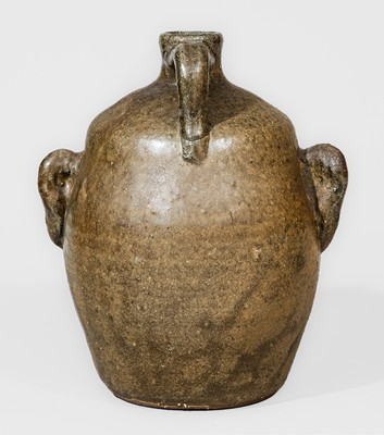 Unusual "Lanier Meaders" (Cleveland, GA) Alkaline-Glazed Stoneware Face Jug, c1980s