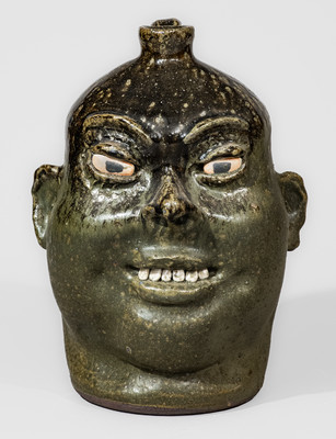 "Lanier Meaders," Cleveland, GA Stoneware Face Jug, Signed, late 1980s