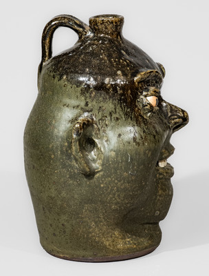 "Lanier Meaders," Cleveland, GA Stoneware Face Jug, Signed, late 1980s