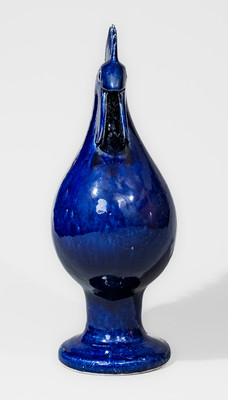 "Edwin Meaders / 9-20-1996" Blue-Glazed Stoneware Figure of a Rooster