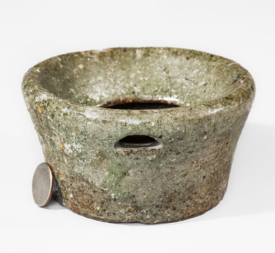 Rare Small-Sized SC Alkaline-Glazed Stoneware Spittoon, possibly Thomas Owenby Pottery
