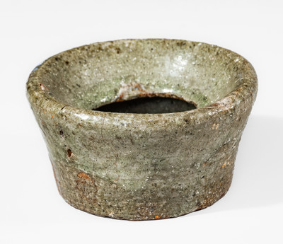Rare Small-Sized SC Alkaline-Glazed Stoneware Spittoon, possibly Thomas Owenby Pottery