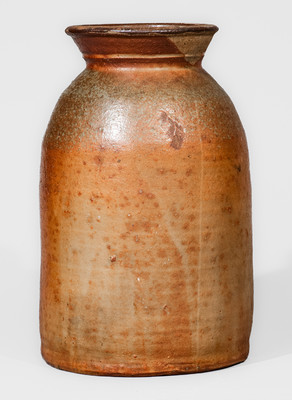 Attrib. Whelchel Pottery, Gaffney, SC area Stoneware Canning Jar w/ Stenciled Brown Slip Floral Motif