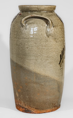 Rare attrib. Thomas Chandler, Edgefield District, SC Stoneware Churn w/ Iron-Slip Floral Decoration