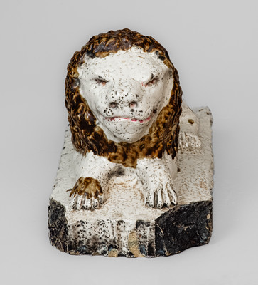 Ohio Stoneware Lion Doorstop, late 19th century