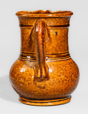 Very Rare Rockingham-Glazed Pitcher: "James G. O'Hara / 1864" at William Hart Pottery, Ogdensburg, NY