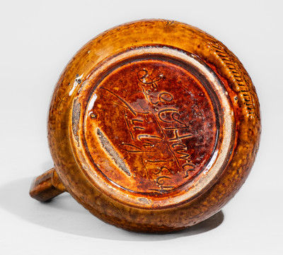 Very Rare Rockingham-Glazed Pitcher: "James G. O'Hara / 1864" at William Hart Pottery, Ogdensburg, NY