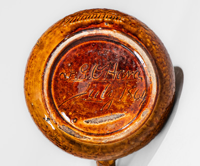Very Rare Rockingham-Glazed Pitcher: "James G. O'Hara / 1864" at William Hart Pottery, Ogdensburg, NY