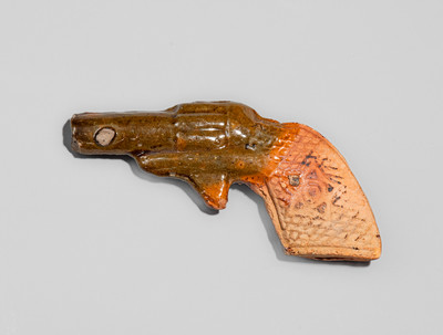 American Redware Toy Pistol, late 19th or early 20th century