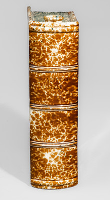 BENNINGTON / BATTLE Large-Sized Flint Enamel Book Flask, attrib. Lyman, Fenton & Co., Bennington, VT