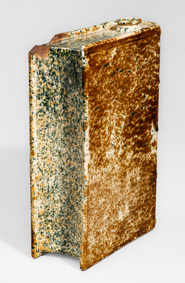 BENNINGTON / BATTLE Large-Sized Flint Enamel Book Flask, attrib. Lyman, Fenton & Co., Bennington, VT