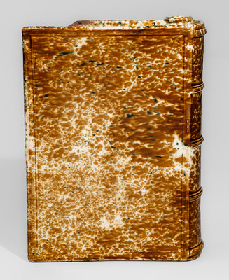 BENNINGTON / BATTLE Large-Sized Flint Enamel Book Flask, attrib. Lyman, Fenton & Co., Bennington, VT