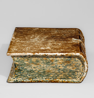 BENNINGTON / BATTLE Large-Sized Flint Enamel Book Flask, attrib. Lyman, Fenton & Co., Bennington, VT