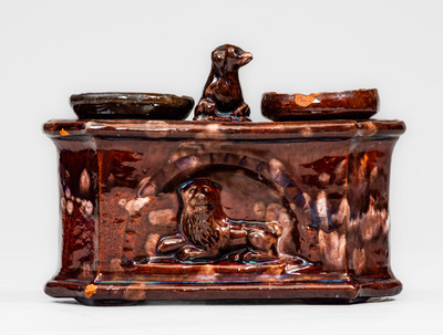 Attrib. Henry Swope Pottery, Lancaster, PA Redware Inkstand, circa 1851