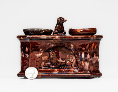 Attrib. Henry Swope Pottery, Lancaster, PA Redware Inkstand, circa 1851