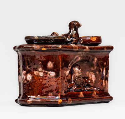 Attrib. Henry Swope Pottery, Lancaster, PA Redware Inkstand, circa 1851