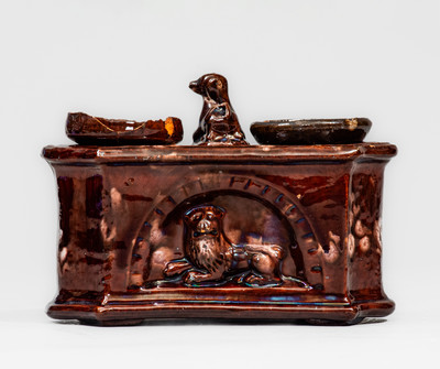 Attrib. Henry Swope Pottery, Lancaster, PA Redware Inkstand, circa 1851