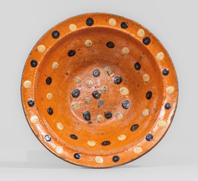 Very Rare and Fine Alamance County, NC Diminutive Redware Bowl w/ Profuse Spot Decoration, attrib. Solomon Loy