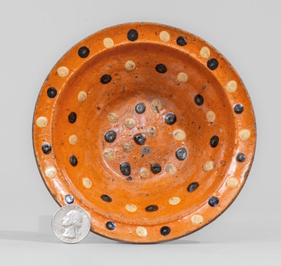 Very Rare and Fine Alamance County, NC Diminutive Redware Bowl w/ Profuse Spot Decoration, attrib. Solomon Loy
