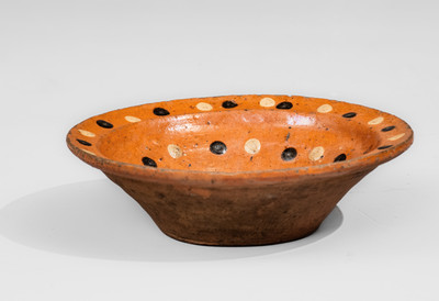Very Rare and Fine Alamance County, NC Diminutive Redware Bowl w/ Profuse Spot Decoration, attrib. Solomon Loy