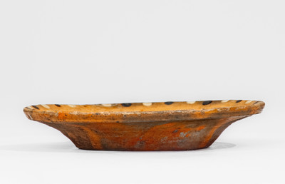 Very Rare and Fine Alamance Co, NC Diminutive Redware Dish w/ Two-Color Spot Decoration, attrib. Solomon Loy