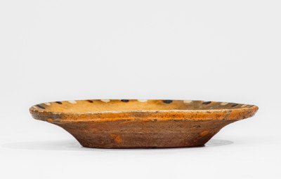 Very Rare and Fine Alamance Co, NC Diminutive Redware Dish w/ Two-Color Spot Decoration, attrib. Solomon Loy