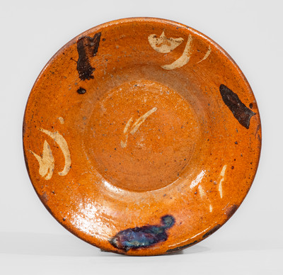 Alamance County, NC Redware Dish w/ Two-Color-Slip Decoration, circa 1820-50