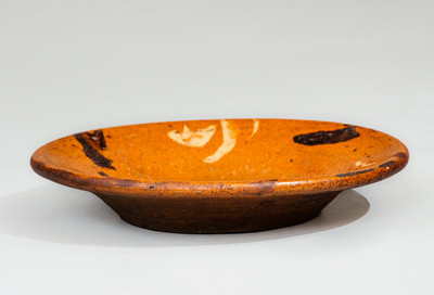 Alamance County, NC Redware Dish w/ Two-Color-Slip Decoration, circa 1820-50