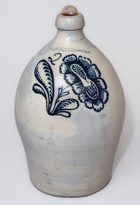 Fine F. STETZENMEYER / ROCHESTER N.Y. Stoneware Jug w/ Floral Design