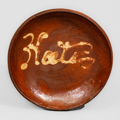"Kate" Redware Plate, Pennsylvania origin, circa 1880