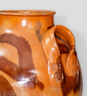 Exceedingly Rare and Important Greene County, Tennessee Redware Jar w/ "Snake" Motif, attrib. C. A. Haun