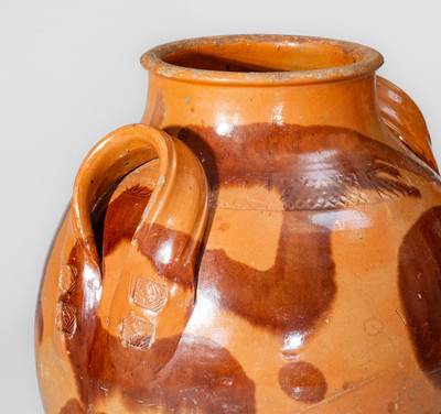 Exceedingly Rare and Important Greene County, Tennessee Redware Jar w/ "Snake" Motif, attrib. C. A. Haun
