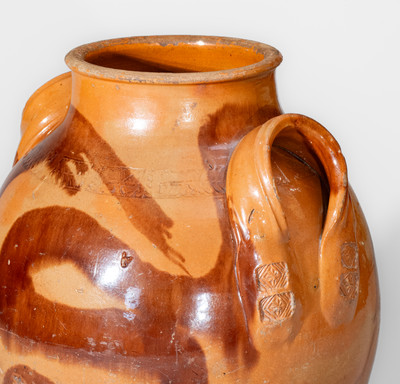 Exceedingly Rare and Important Greene County, Tennessee Redware Jar w/ "Snake" Motif, attrib. C. A. Haun