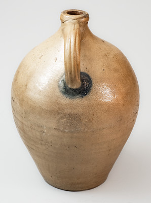I. SEYMOUR / TROY, NY Stoneware Jug w/ Incised Bird Decoration, circa 1830