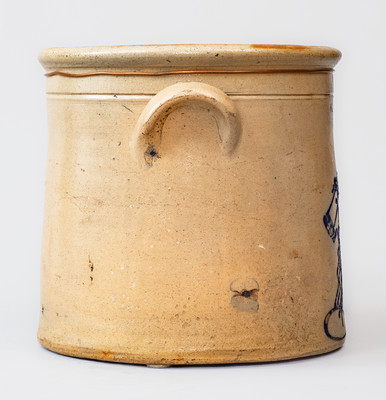 Scarce W. HART / OGDENSBURGH Stoneware Crock w/ Cobalt Horse Head Decoration