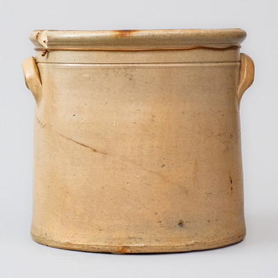 Scarce W. HART / OGDENSBURGH Stoneware Crock w/ Cobalt Horse Head Decoration