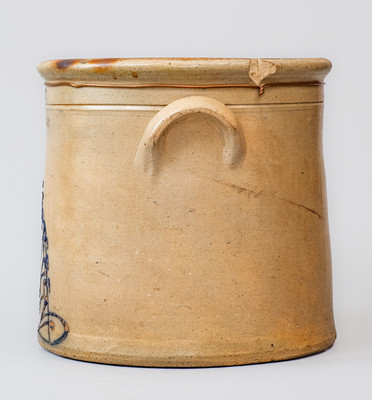 Scarce W. HART / OGDENSBURGH Stoneware Crock w/ Cobalt Horse Head Decoration