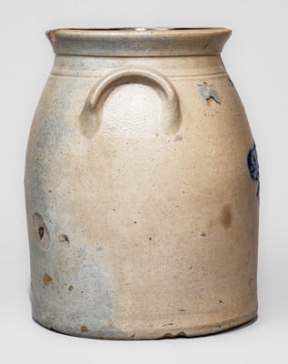 Scarce W. HART / OGDENSBURGH, NY Stoneware Jar w/ Cobalt Fish Decoration