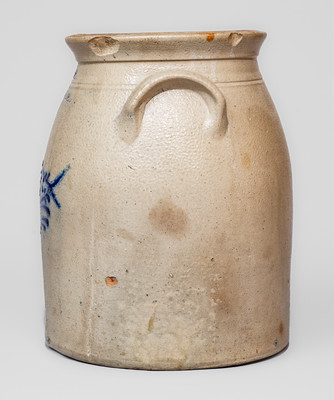 Scarce W. HART / OGDENSBURGH, NY Stoneware Jar w/ Cobalt Fish Decoration