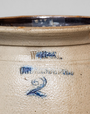 Scarce W. HART / OGDENSBURGH, NY Stoneware Jar w/ Cobalt Fish Decoration