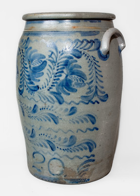 Fine Twenty-Gallon Western PA Stoneware Jar w/ Profuse Freehand Cobalt Decoration