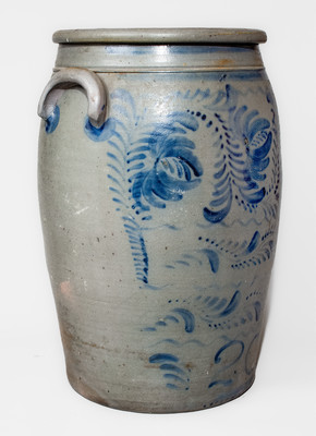 Fine Twenty-Gallon Western PA Stoneware Jar w/ Profuse Freehand Cobalt Decoration