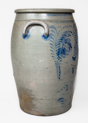 Fine Twenty-Gallon Western PA Stoneware Jar w/ Profuse Freehand Cobalt Decoration