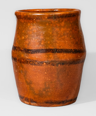 Rare Large-Sized Redware Jar w/ Manganese Slip Decoration, attrib. Elijah Cornell, Ithaca, NY