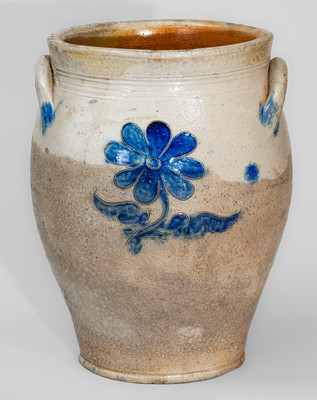 NY State Stoneware Jar w/ Incised Floral Decoration, early 19th century