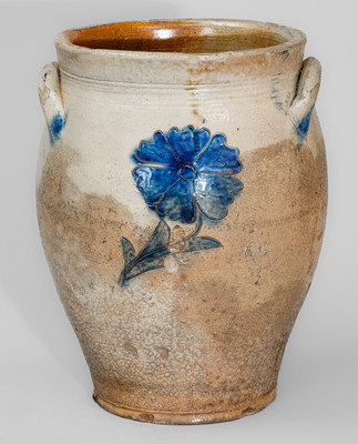 NY State Stoneware Jar w/ Incised Floral Decoration, early 19th century